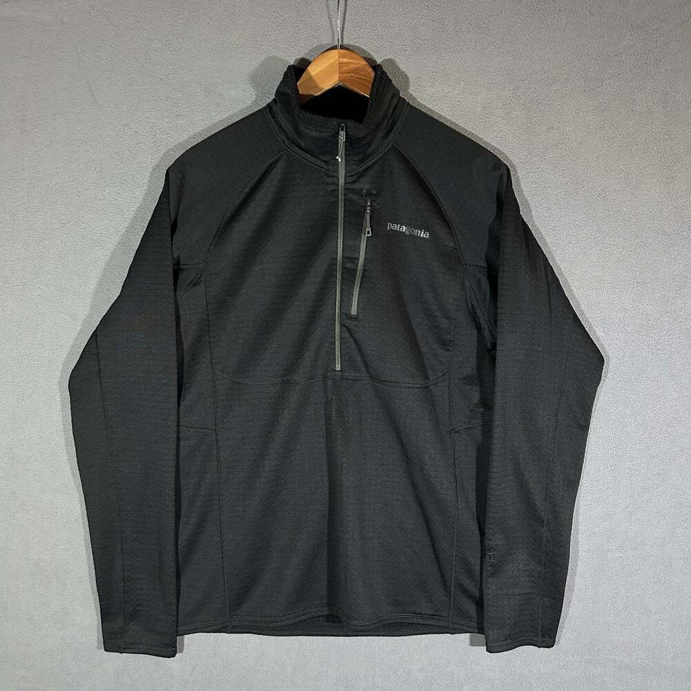 Patagonia R1 Half Zip Jacket Mens M Black Regulator Waffle Grid Fleece Polartec